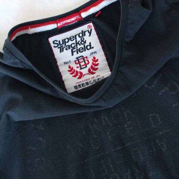 Superdry Navy Blue Track & Field Tee T-Shirt Boyfriend Fit Women's Size Medium - Picture 1 of 8